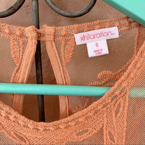 Xhilaration Target NWOT Peach Lace Over Shirt S - Picture 4 of 10